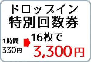 ドロップイン特別回数券　16枚で3,300円